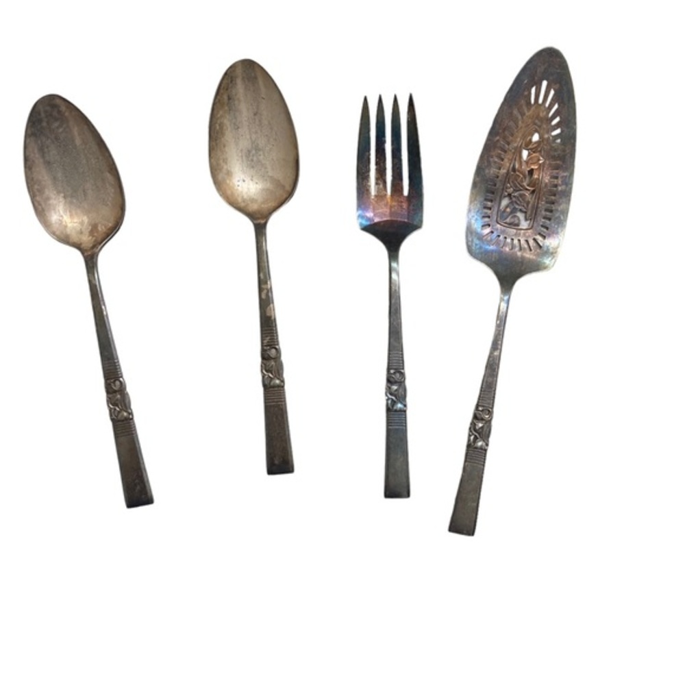 Community silver plated morning star serving 4 Pc set cake server